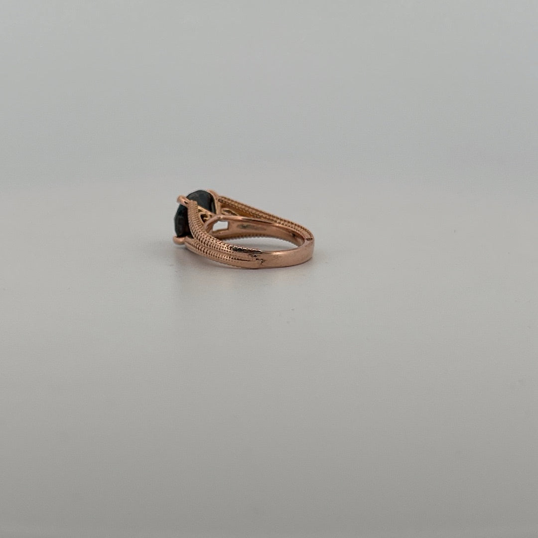 RESALE Large 14kt Gold Native Style Ring with Turquoise and Onyx Inlay, by Don Juan Johnson