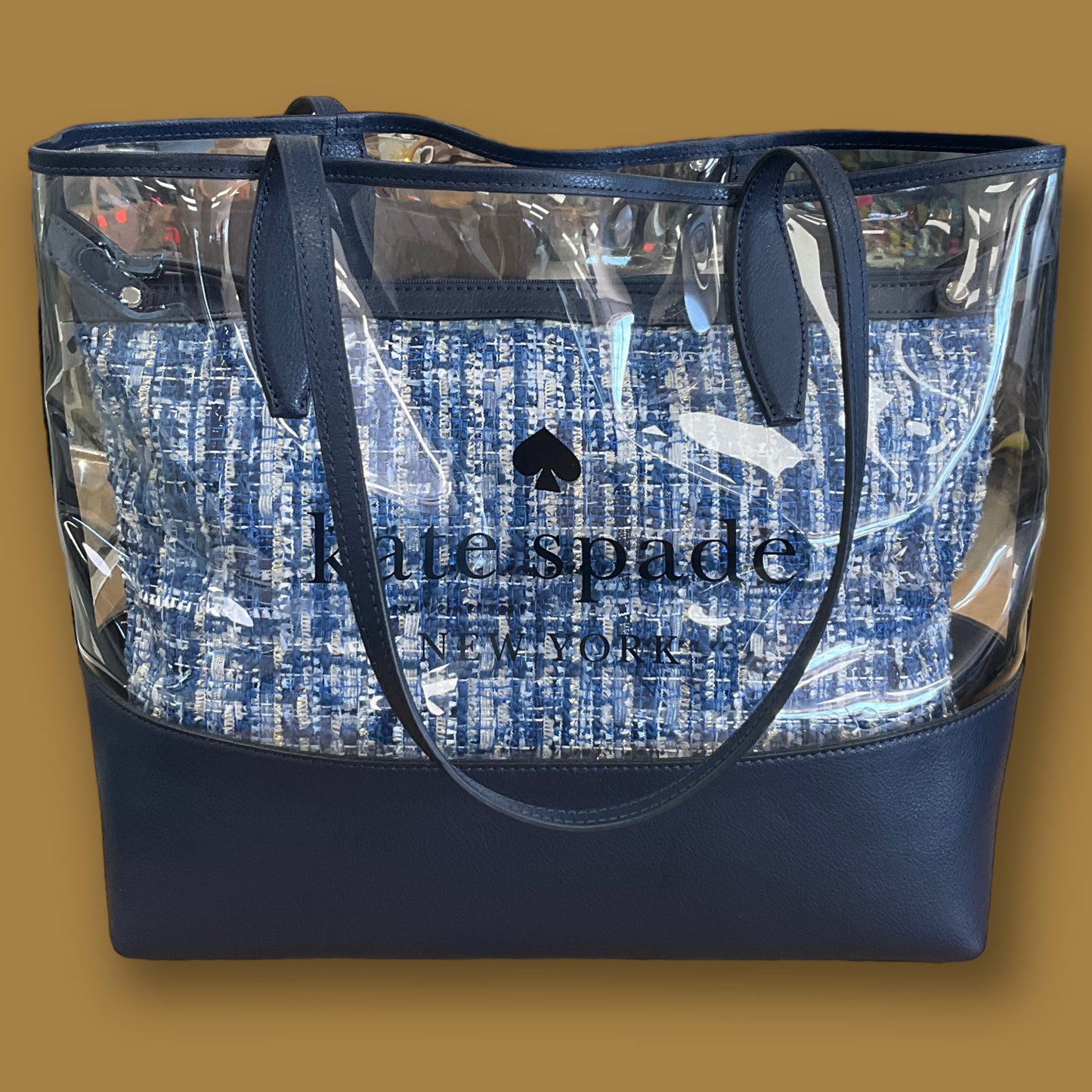 RESALE Kate Spade New York Clear Tote Bag With Removable Inner Navy Blue Bag