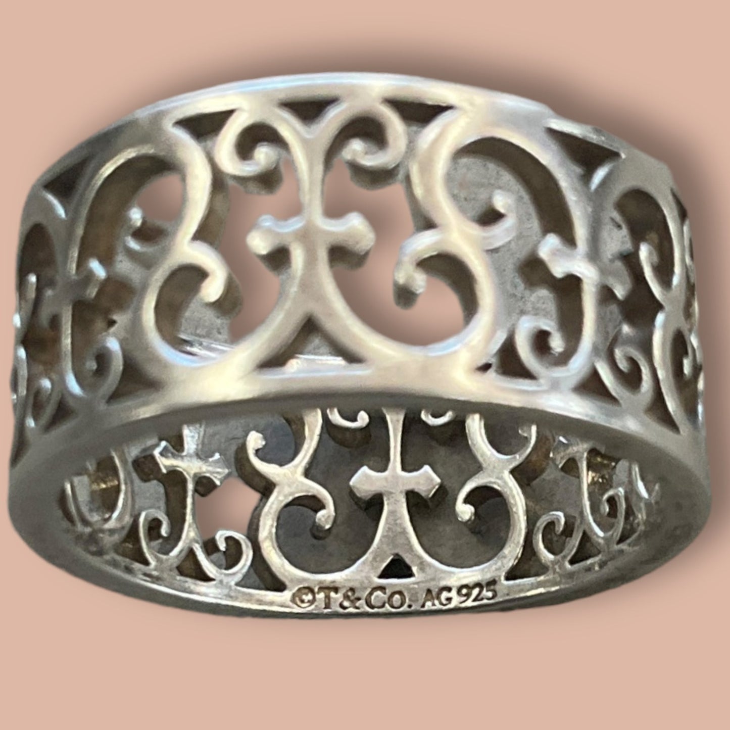 RESALE Tiffany & Co. Enchant Wide Band Scroll Ring Sterling Silver *Size 8.5*