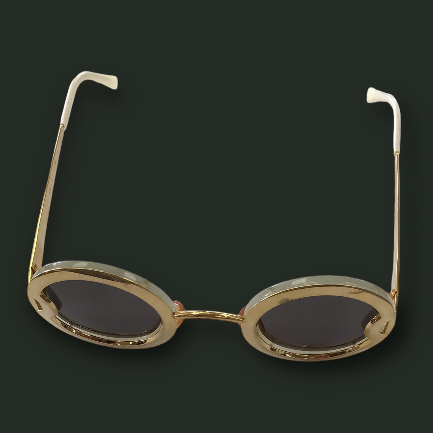 RESALE Christian Dior Rare Gold Plated Round With Mother Of Pearl Inlay Sunglasses