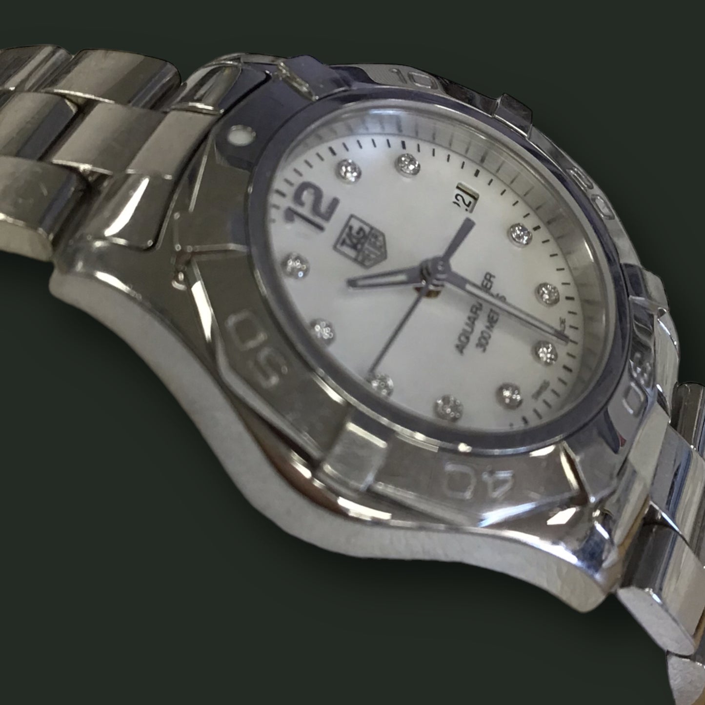 RESALE Tag Heuer AQUARACER WAY1313 BA0915 Diamond Quartz Mother of Pearl Watch