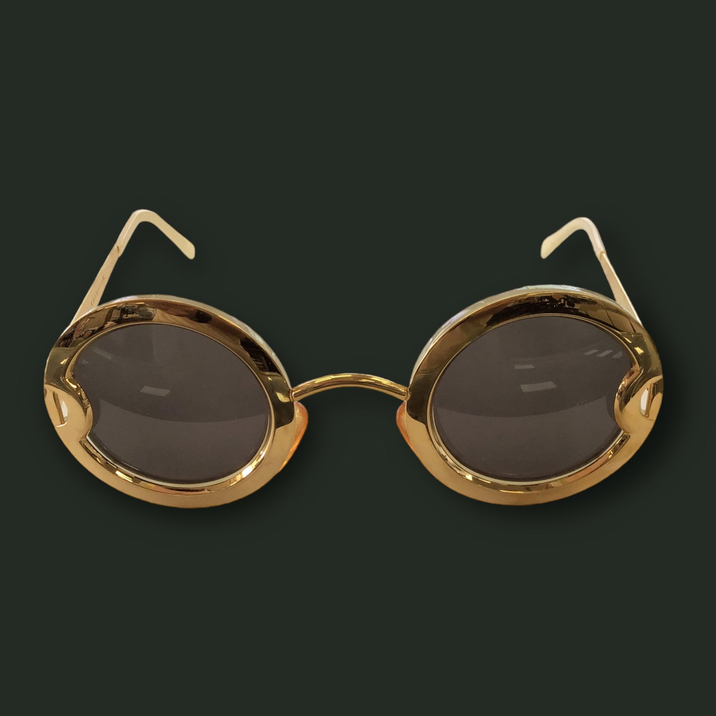 RESALE Christian Dior Rare Gold Plated Round With Mother Of Pearl Inlay Sunglasses