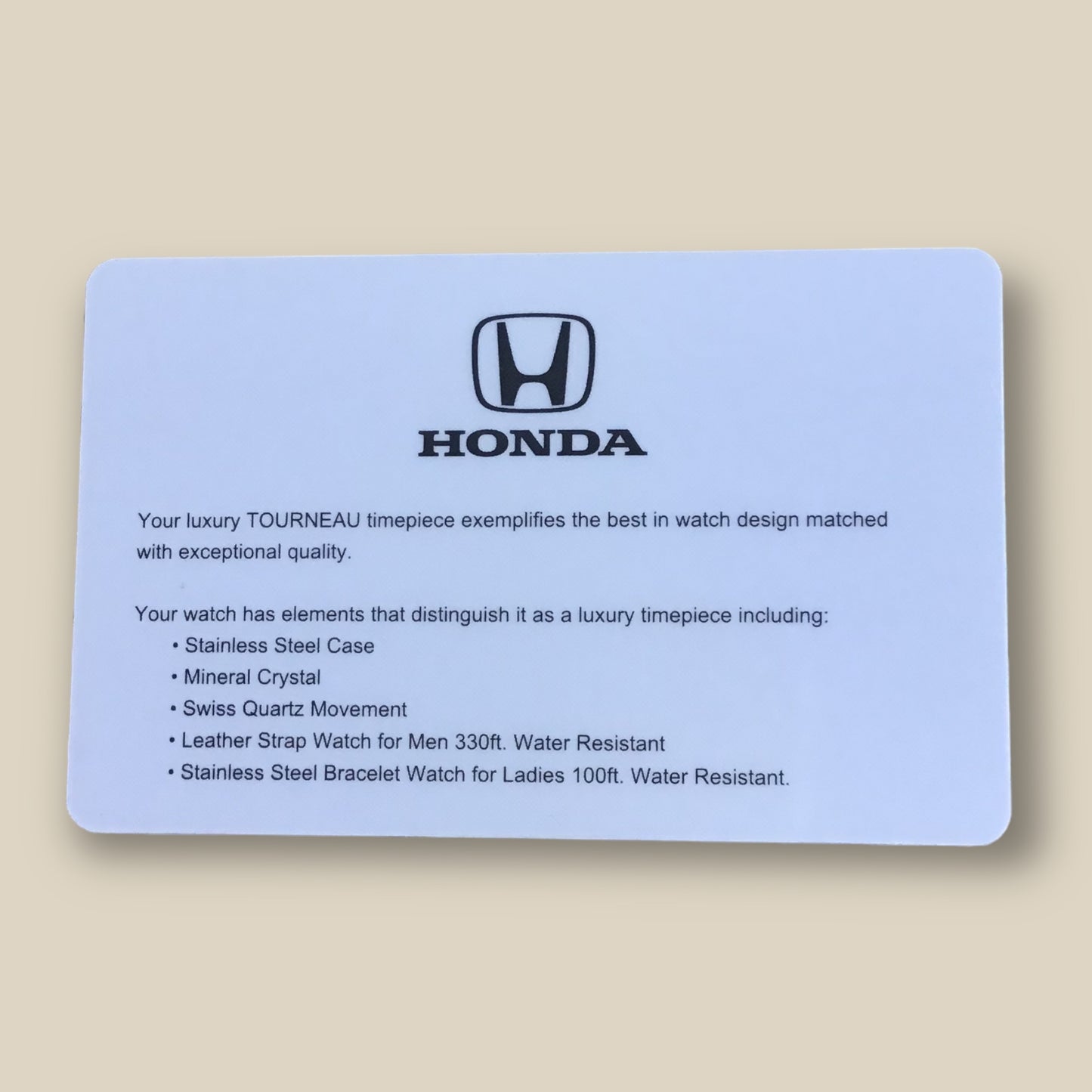 RESALE Tourneau Exclusive for HONDA Silicone And Stainless Steel Watch