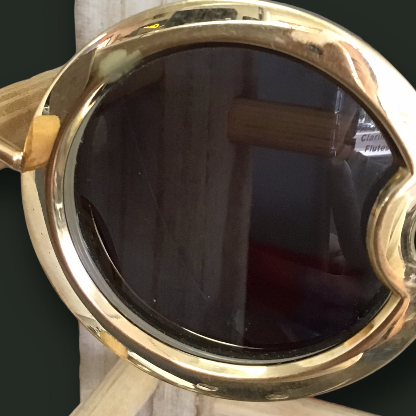 RESALE Christian Dior Rare Gold Plated Round With Mother Of Pearl Inlay Sunglasses