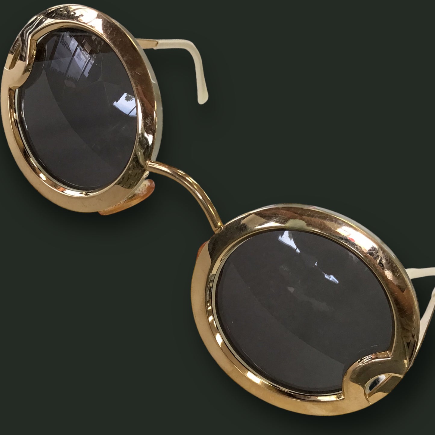 RESALE Christian Dior Rare Gold Plated Round With Mother Of Pearl Inlay Sunglasses