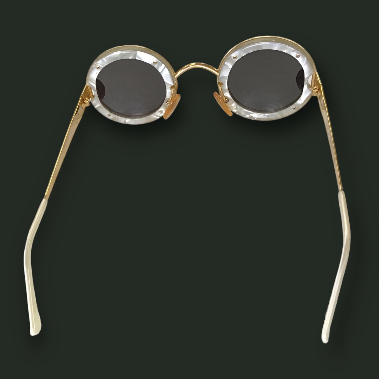 RESALE Christian Dior Rare Gold Plated Round With Mother Of Pearl Inlay Sunglasses