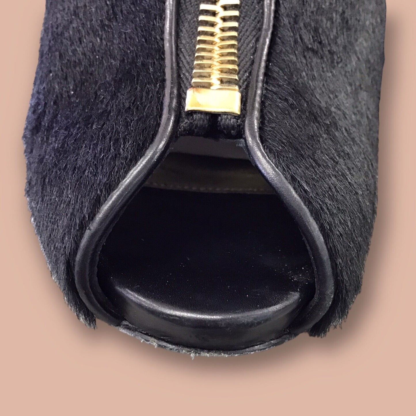 RESALE Size 41/9.5 Tom Ford Black Calf Hair Peep Toe Zip Booties W/ Original Box; $1390