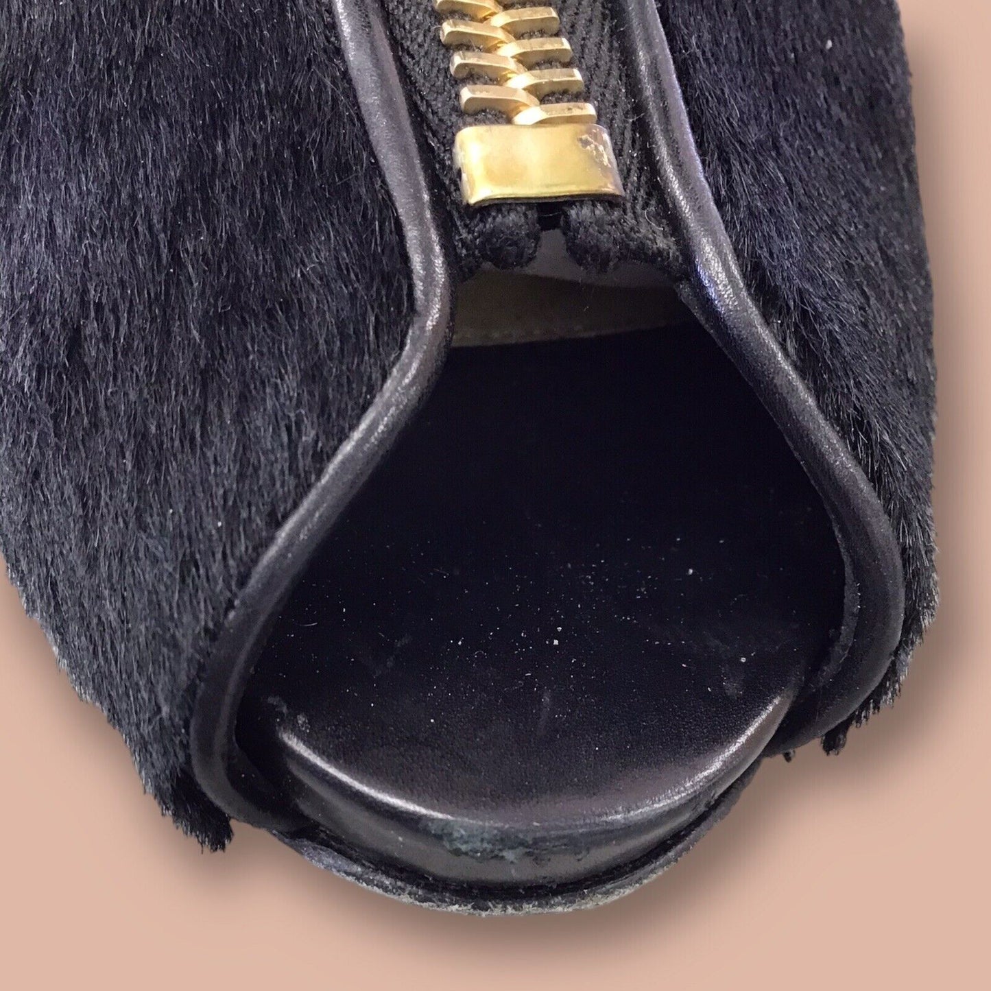 RESALE Size 41/9.5 Tom Ford Black Calf Hair Peep Toe Zip Booties W/ Original Box; $1390