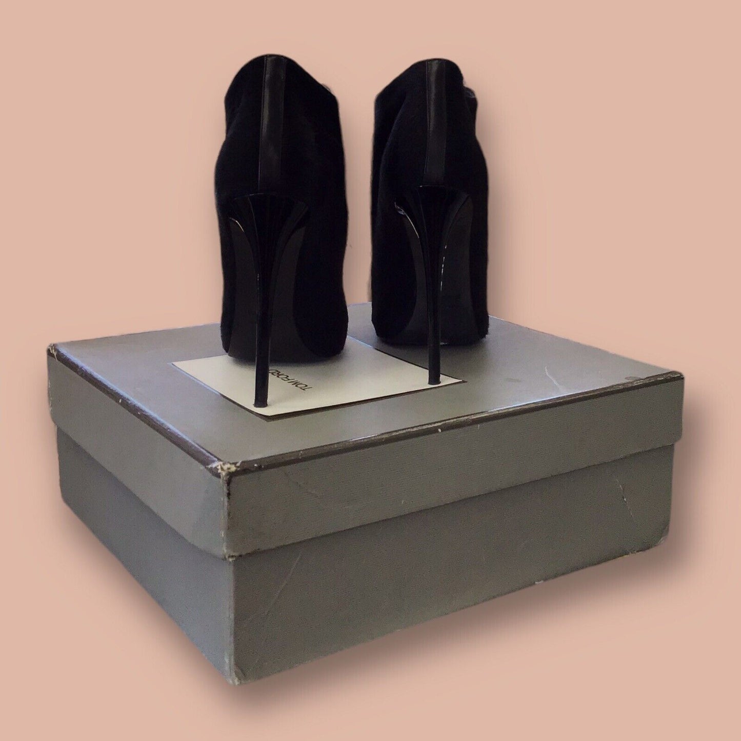 RESALE Size 41/9.5 Tom Ford Black Calf Hair Peep Toe Zip Booties W/ Original Box; $1390