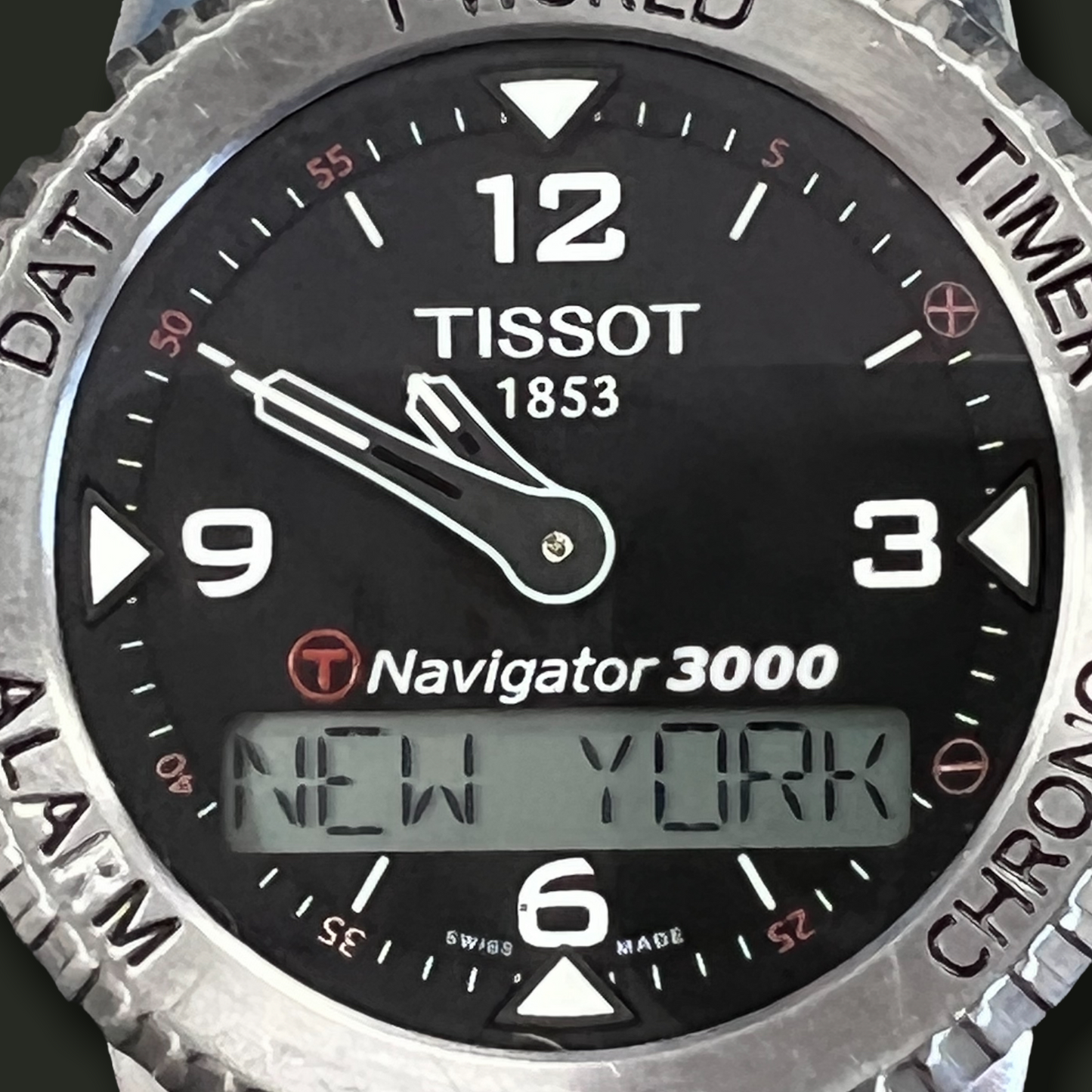 RESALE TISSOT 1853 Quartz Watch NAVIGATOR 3000 T-Touch Stainless Steel with Black Dial T96.1.428.52