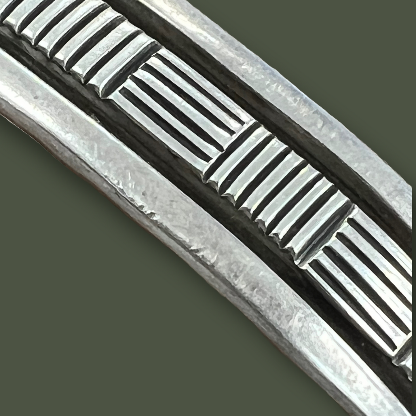 RESALE Heavy Sterling Silver Native Cuff Bracelet by Bruce Morgan