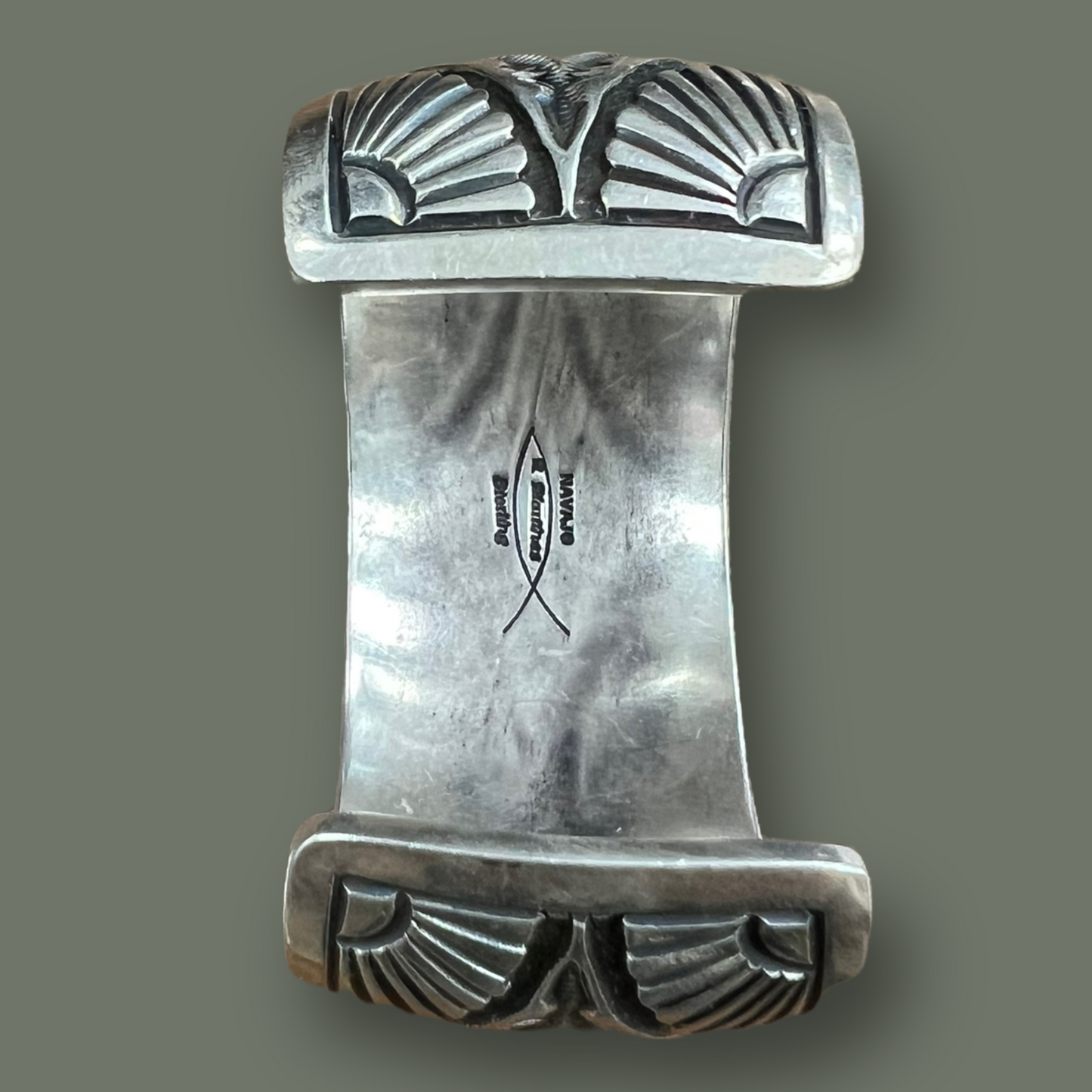 RESALE Large Sterling Silver Stamped Cuff by Rick Martinez