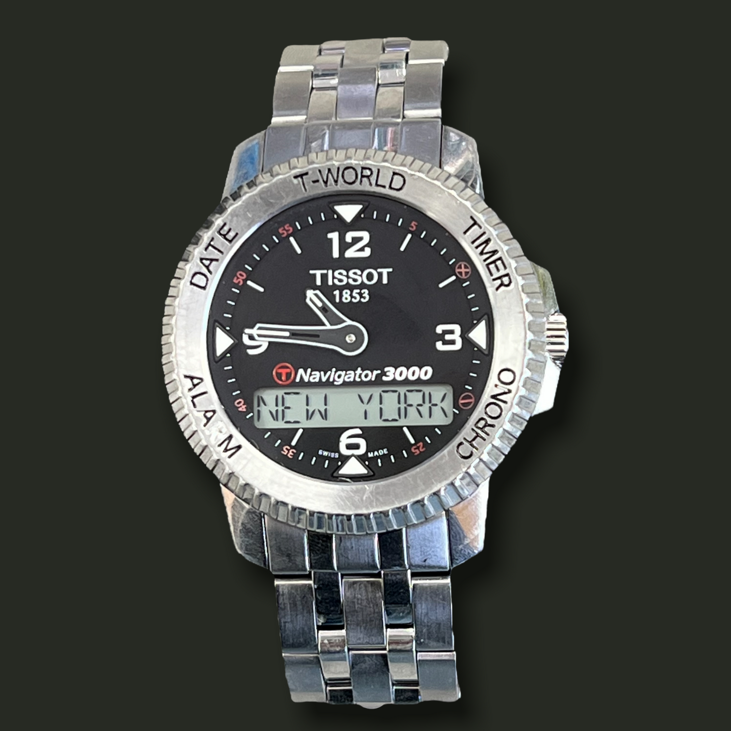 RESALE TISSOT 1853 Quartz Watch NAVIGATOR 3000 T-Touch Stainless Steel with Black Dial T96.1.428.52