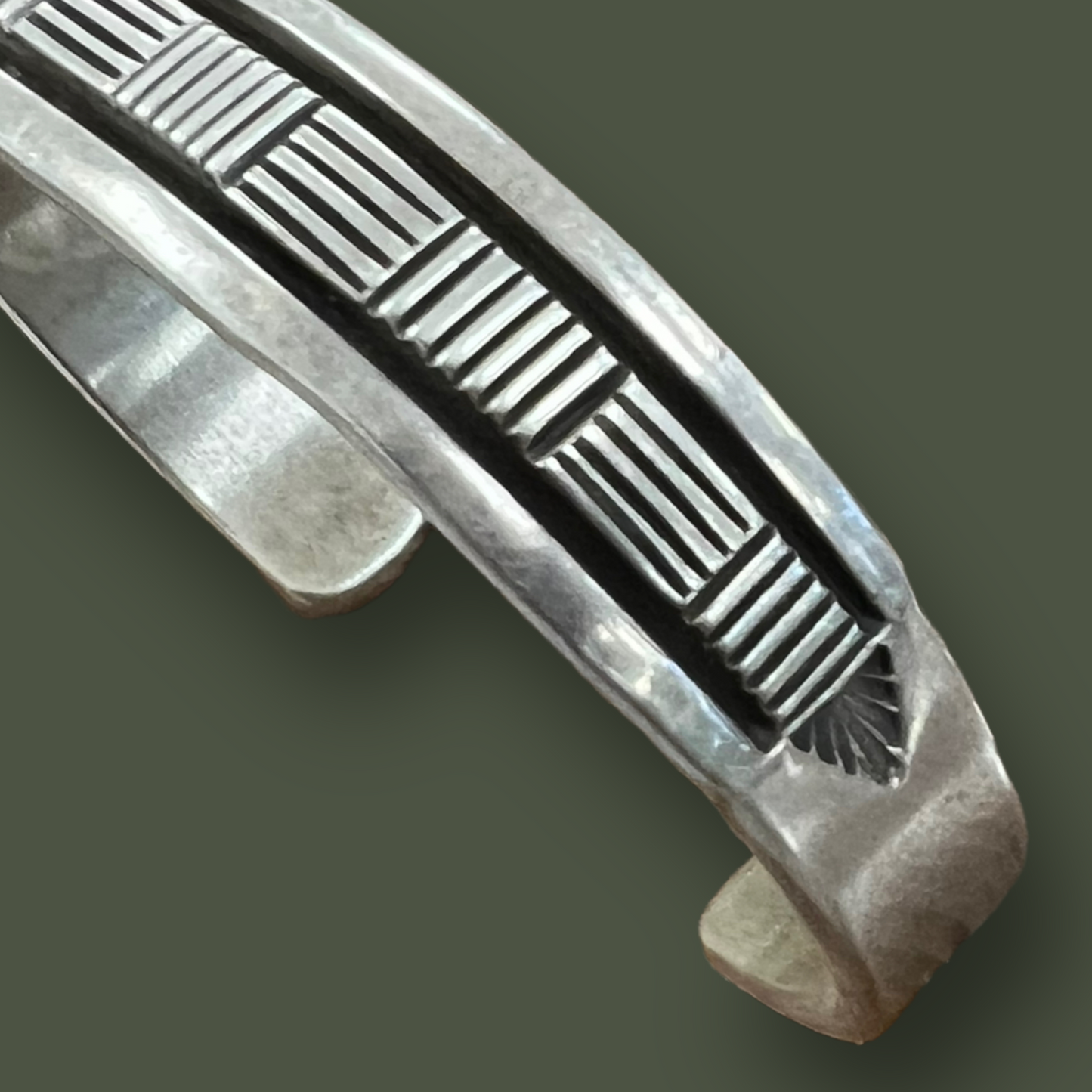 RESALE Heavy Sterling Silver Native Cuff Bracelet by Bruce Morgan