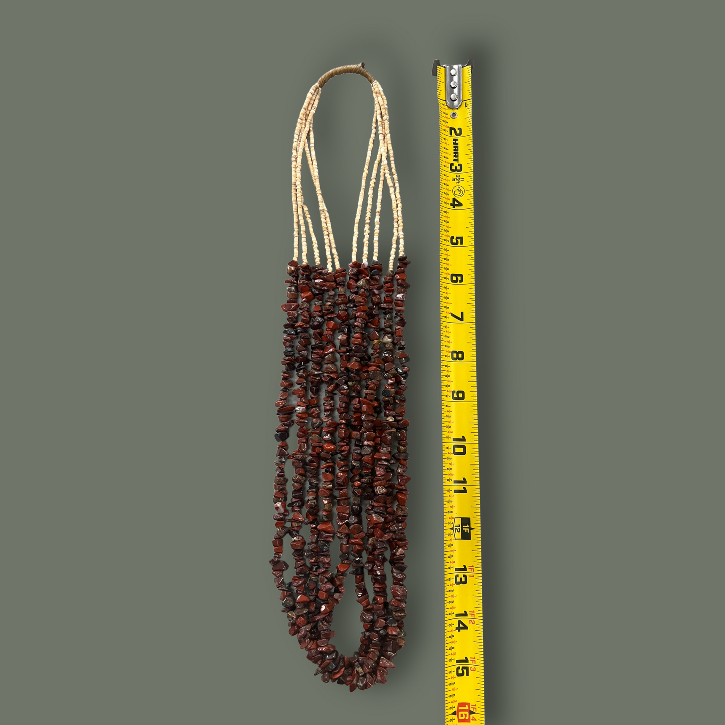 RESALE Five Strand Heishi and Red Jasper Native Necklace with Squaw Wrap