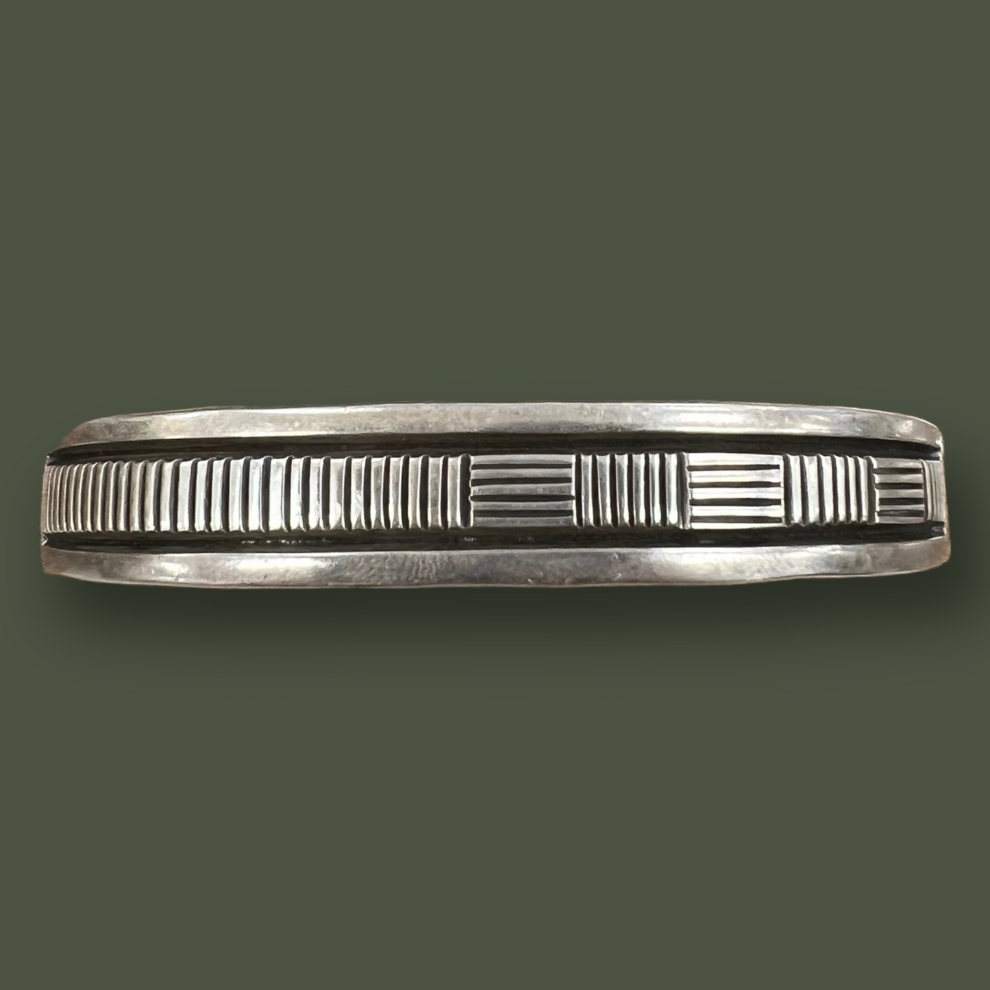 RESALE Heavy Sterling Silver Native Cuff Bracelet by Bruce Morgan