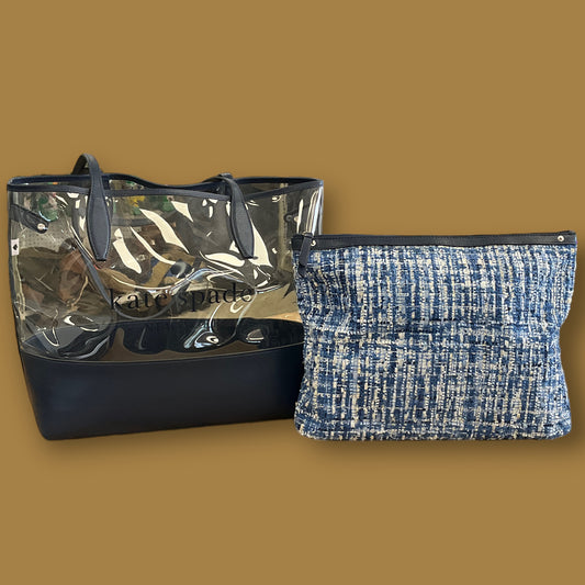 RESALE Kate Spade New York Clear Tote Bag With Removable Inner Navy Blue Bag