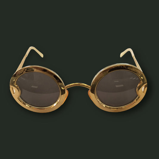 RESALE Christian Dior Rare Gold Plated Round With Mother Of Pearl Inlay Sunglasses