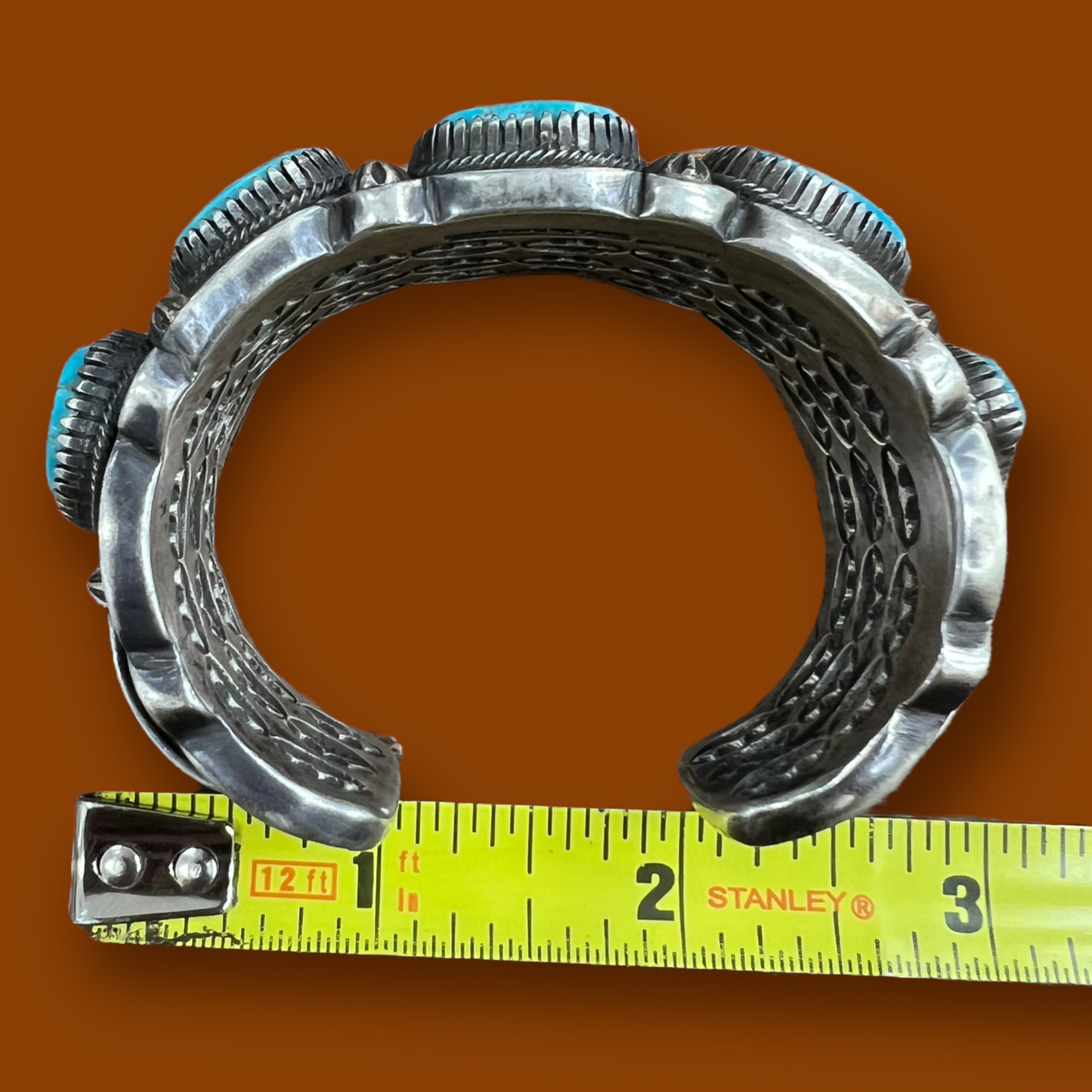 RESALE Large Heavy Turquoise Silver Cuff By Richard E. Jim