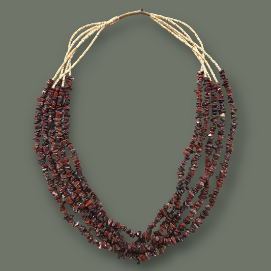 RESALE Five Strand Heishi and Red Jasper Native Necklace with Squaw Wrap