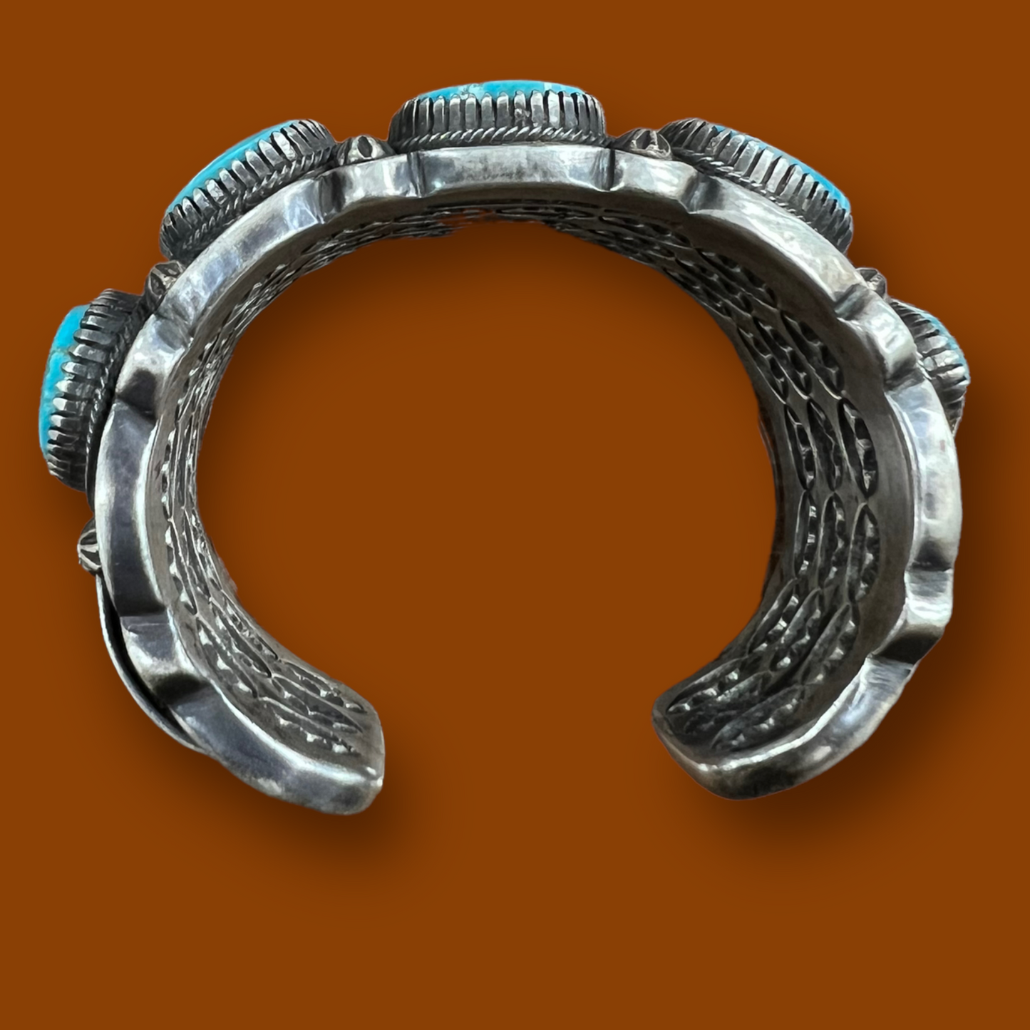 RESALE Large Heavy Turquoise Silver Cuff By Richard E. Jim