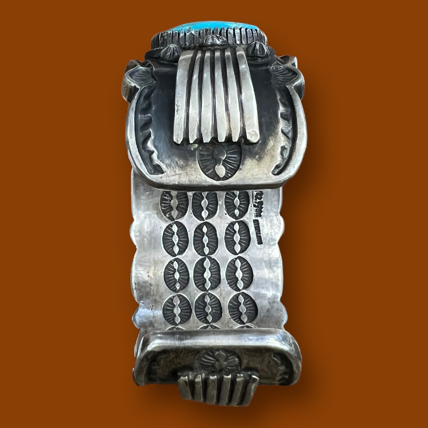 RESALE Large Heavy Turquoise Silver Cuff By Richard E. Jim
