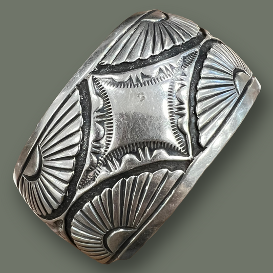 RESALE Large Sterling Silver Stamped Cuff by Rick Martinez