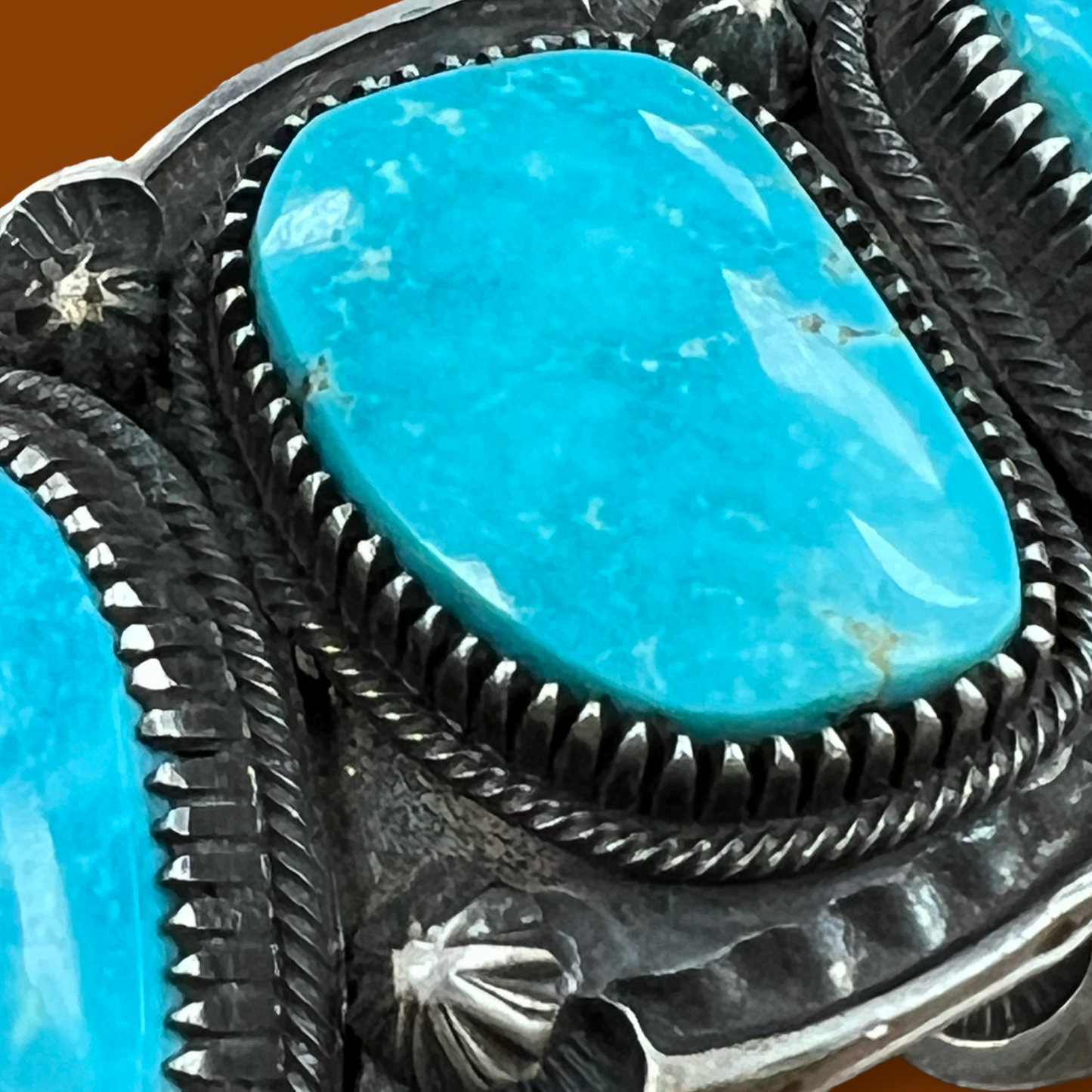 RESALE Large Heavy Turquoise Silver Cuff By Richard E. Jim
